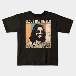 Jesus Has Rizzen Funny Christian Humor He Is Rizzin Kids T-Shirt